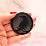 SENDING RAVENS SPECIAL EDITION SHUNGITE ROUND PHONE PLATES! - EMF Protection - Hand Cut Genuine Natural Shungite Phone Plate High Quality Black Lustrous Gemstone from Russia