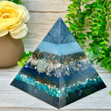 FATHER'S DAY Special Edition Pyramid! - EMF Protector - Blue Tiger's Eye, Sodalite, Black Tourmaline and Blue Apatite with Stainless Steel and Brass Metals
