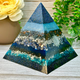FATHER'S DAY Special Edition Pyramid! - EMF Protector - Blue Tiger's Eye, Sodalite, Black Tourmaline and Blue Apatite with Stainless Steel and Brass Metals