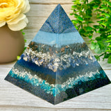 FATHER'S DAY Special Edition Pyramid! - EMF Protector - Blue Tiger's Eye, Sodalite, Black Tourmaline and Blue Apatite with Stainless Steel and Brass Metals