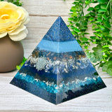 FATHER'S DAY Special Edition Pyramid! - EMF Protector - Blue Tiger's Eye, Sodalite, Black Tourmaline and Blue Apatite with Stainless Steel and Brass Metals