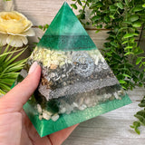 MIRANDA - Orgonite Pyramid - EMF Protector - Lemon Chrysoprase, Pyrite, Emerald & Morganite with Aluminum Metals