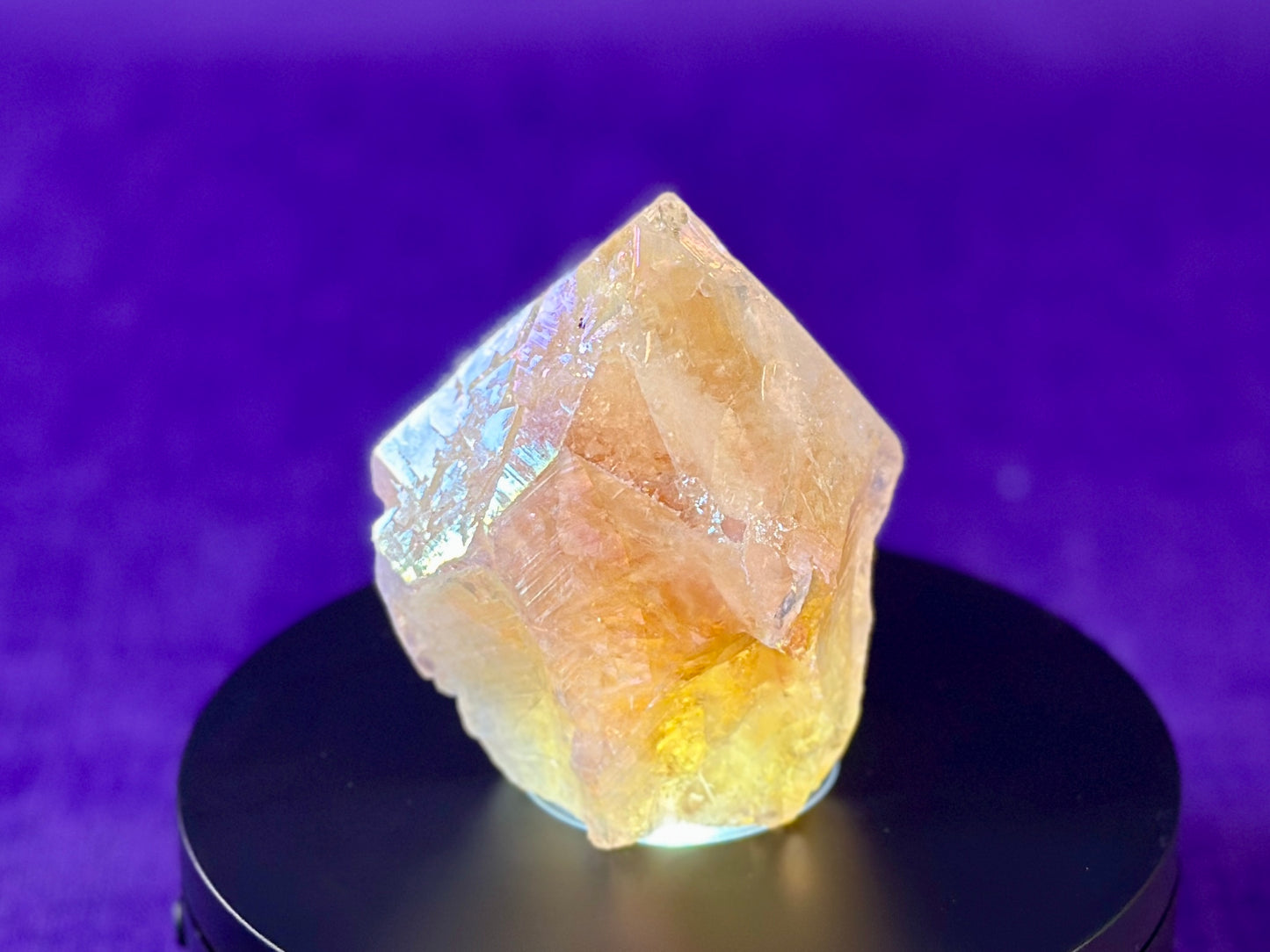 Aura Citrine Top Polished Rough Point — Semi-Raw Standing Angel Aura Citrine | Money & Success Stone