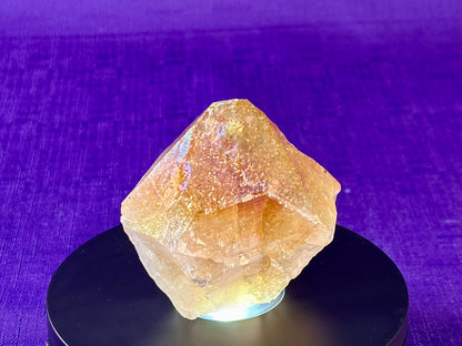 Aura Citrine Top Polished Rough Point — Semi-Raw Standing Angel Aura Citrine | Money & Success Stone