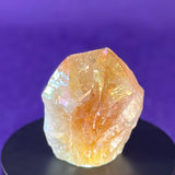Aura Citrine Top Polished Rough Point — Semi-Raw Standing Angel Aura Citrine | Money & Success Stone
