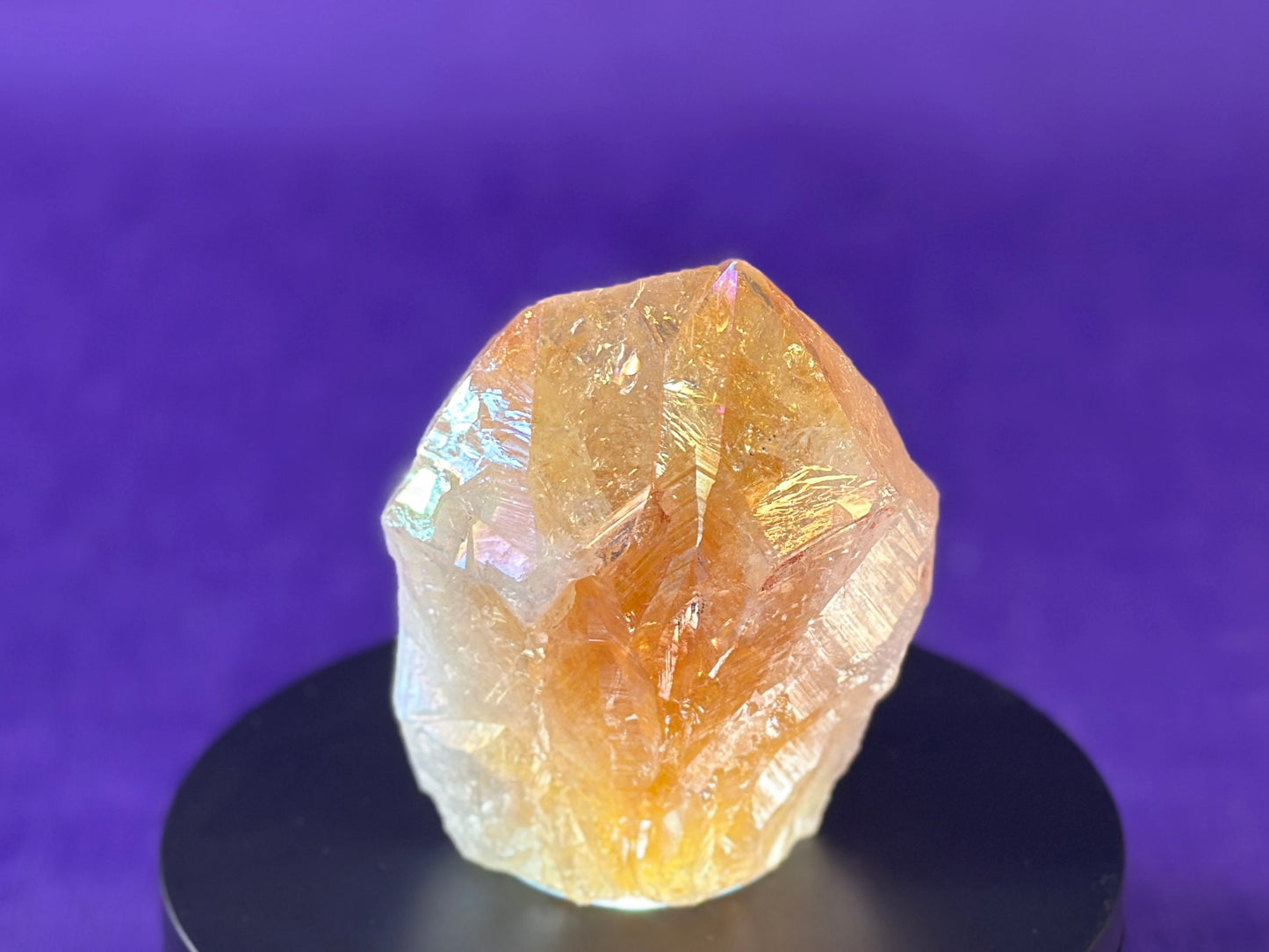 Aura Citrine Top Polished Rough Point — Semi-Raw Standing Angel Aura Citrine | Money & Success Stone