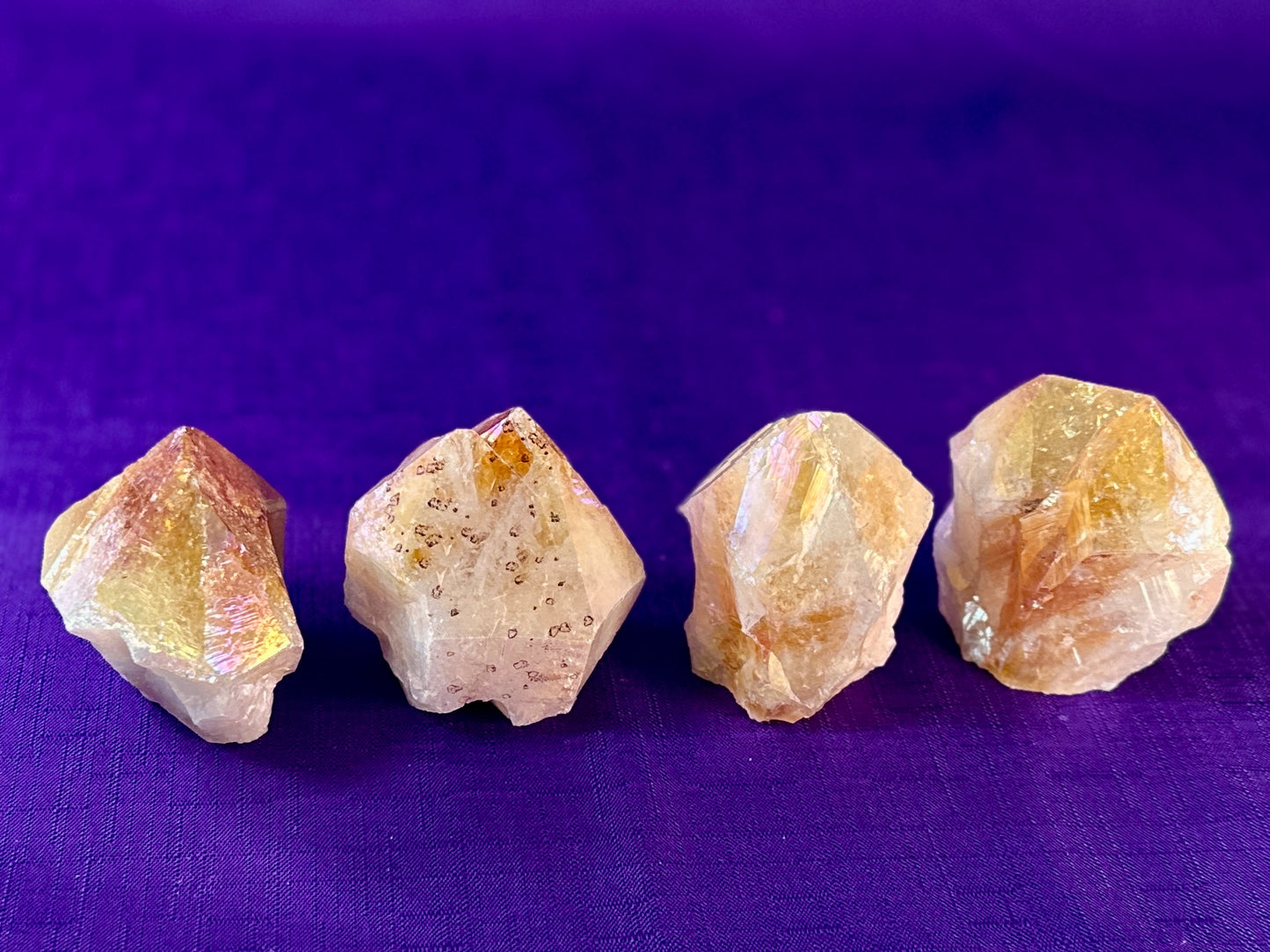 Aura Citrine Top Polished Rough Point — Semi-Raw Standing Angel Aura Citrine | Money & Success Stone