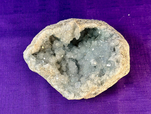 Celestite Polished Cluster, Celestite Geode Free Shape w. Druse, Standing Celestite Healing Crystal