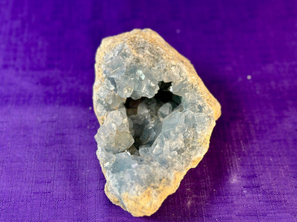 Celestite Polished Cluster, Celestite Geode Free Shape w. Druse, Standing Celestite Healing Crystal