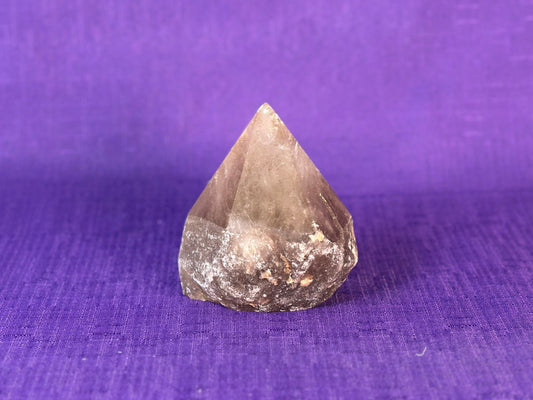 Smoky Quartz Top Polished Rough Point — Standing Smoky Quartz Crystal with Cut Base