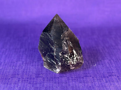 Smoky Quartz Top Polished Rough Point — Standing Smoky Quartz Crystal with Cut Base