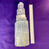 Selenite Skyscraper Lamp, 12" & 6" Tall Selenite Crystal Tower Lamps