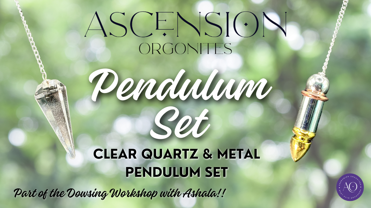 Pendulum Set - Clear Quartz and Metal Pendulum Set for Dowsing!