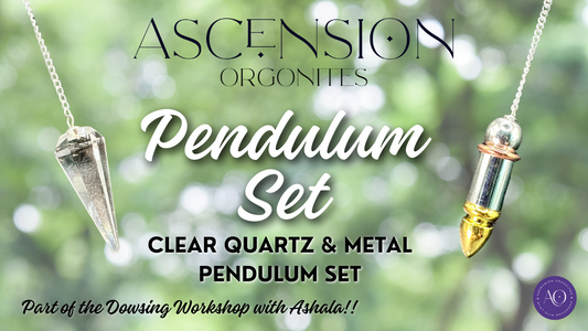 Pendulum Set - Clear Quartz and Metal Pendulum Set for Dowsing!