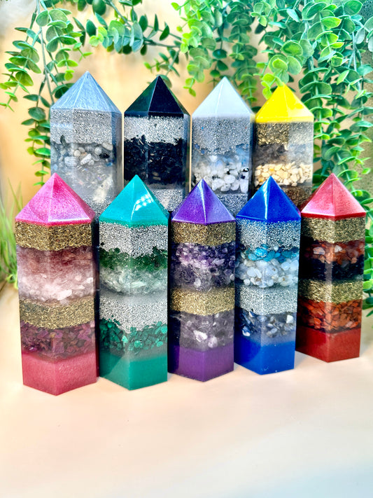 FENG SHUI BAGUA ORGONITE TOWER SET - EMF Protector - Feng Shui Towers