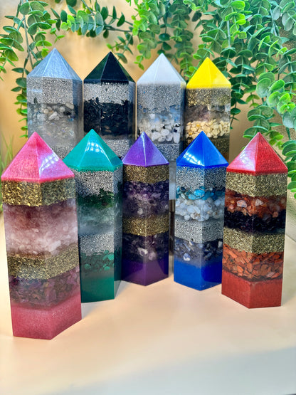 FENG SHUI BAGUA ORGONITE TOWER SET - EMF Protector - Feng Shui Towers