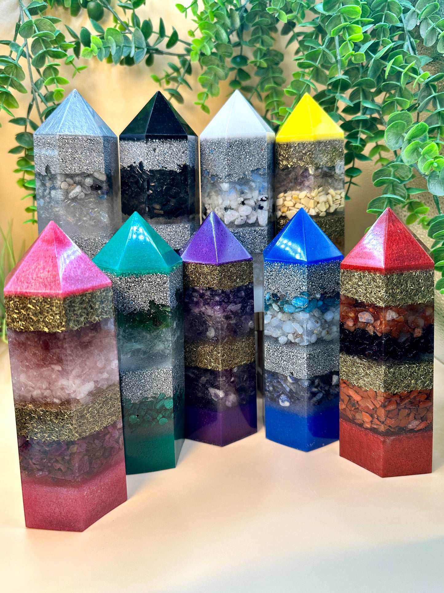 FENG SHUI BAGUA ORGONITE TOWER SET - EMF Protector - Feng Shui Towers