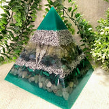 RAPHAEL - Orgonite Pyramid - EMF Protector - Citrine, Moss Agate, Malachite, Green Aventurine and Aluminum Metal