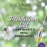 Pendulum Set - Clear Quartz and Metal Pendulum Set for Dowsing!