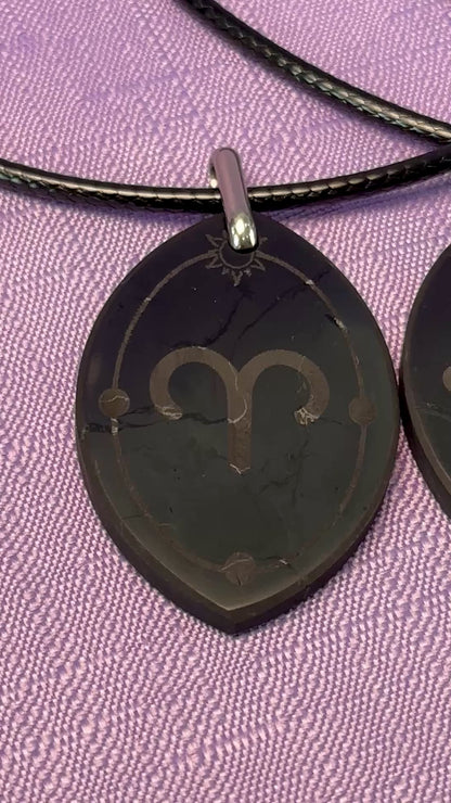 ASTROLOGY SHUNGITE PENDANTS! - EMF Protection - Hand Cut Genuine Natural Shungite Pendant High Quality Black Lustrous Gemstone from Russia