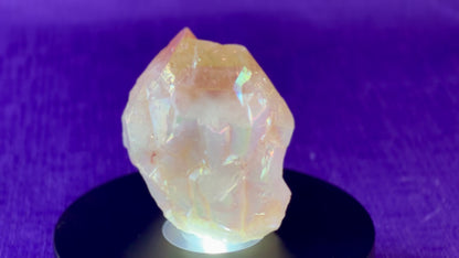 Aura Citrine Top Polished Rough Point — Semi-Raw Standing Angel Aura Citrine | Money & Success Stone