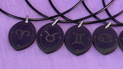 ASTROLOGY SHUNGITE PENDANTS! - EMF Protection - Hand Cut Genuine Natural Shungite Pendant High Quality Black Lustrous Gemstone from Russia