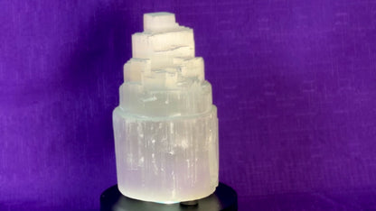 Selenite Skyscraper Lamp, 12" & 6" Tall Selenite Crystal Tower Lamps