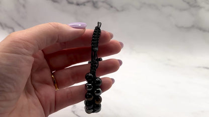 SHUNGITE DOUBLE MACRAME BRACELETS! - EMF Protection - Hand Cut Genuine Natural Shungite Bracelet High Quality Black Lustrous Gemstone from Russia