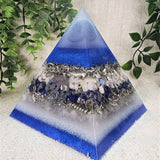 LIBERTY - Orgonite Pyramid - EMF Protector - Angelite, Moonstone, Lapis Lazuli and White Quartz with Aluminum Metal