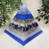 LIBERTY - Orgonite Pyramid - EMF Protector - Angelite, Moonstone, Lapis Lazuli and White Quartz with Aluminum Metal