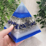 LIBERTY - Orgonite Pyramid - EMF Protector - Angelite, Moonstone, Lapis Lazuli and White Quartz with Aluminum Metal