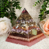 LOVE - Special Edition Hexagonal Pyramid! - EMF Protector - Rhodonite, Pink Tourmaline, Morganite, Kunzite and Chrysoprase with Golden Bronze Brass and Copper Metals