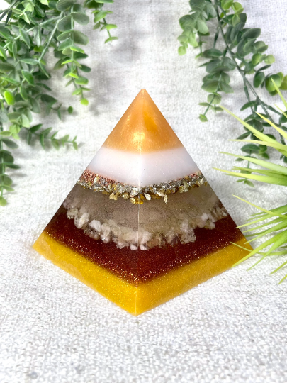 PAZ - Orgonite Pyramid - EMF Protector - Citrine Crystal and Copper Metal