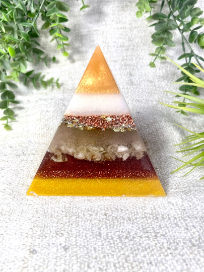 PAZ - Orgonite Pyramid - EMF Protector - Citrine Crystal and Copper Metal