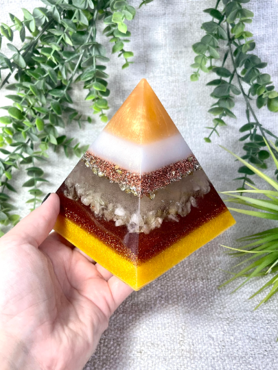 PAZ - Orgonite Pyramid - EMF Protector - Citrine Crystal and Copper Metal