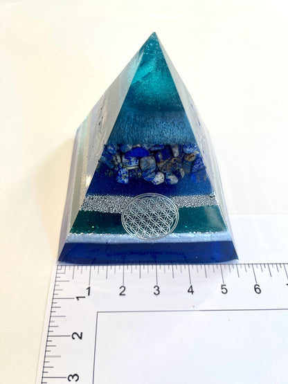 ELENA - Orgonite Pyramid - EMF Protector - Lapis Lazuli and Aluminum Metal