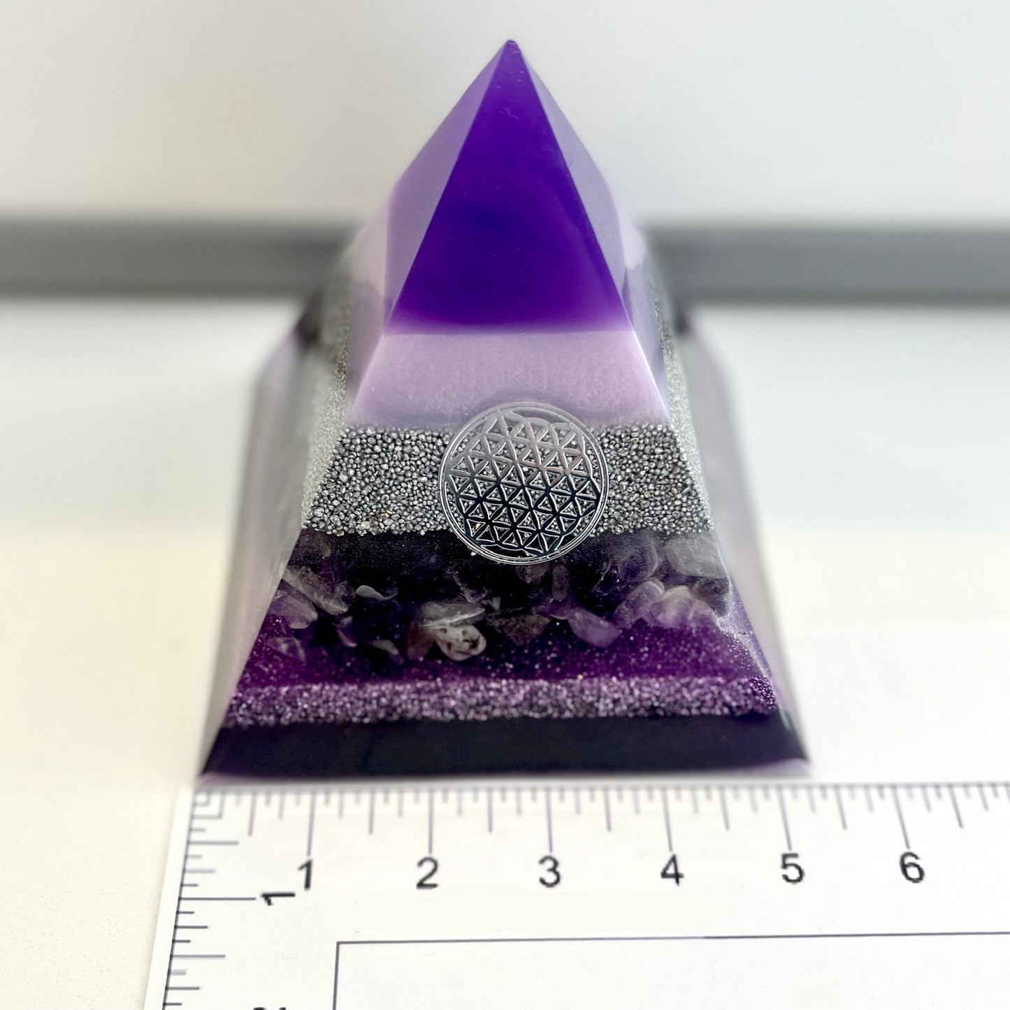 IRIS - Orgonite Pyramid - EMF Protector - Amethyst Crystal and Aluminum Metal