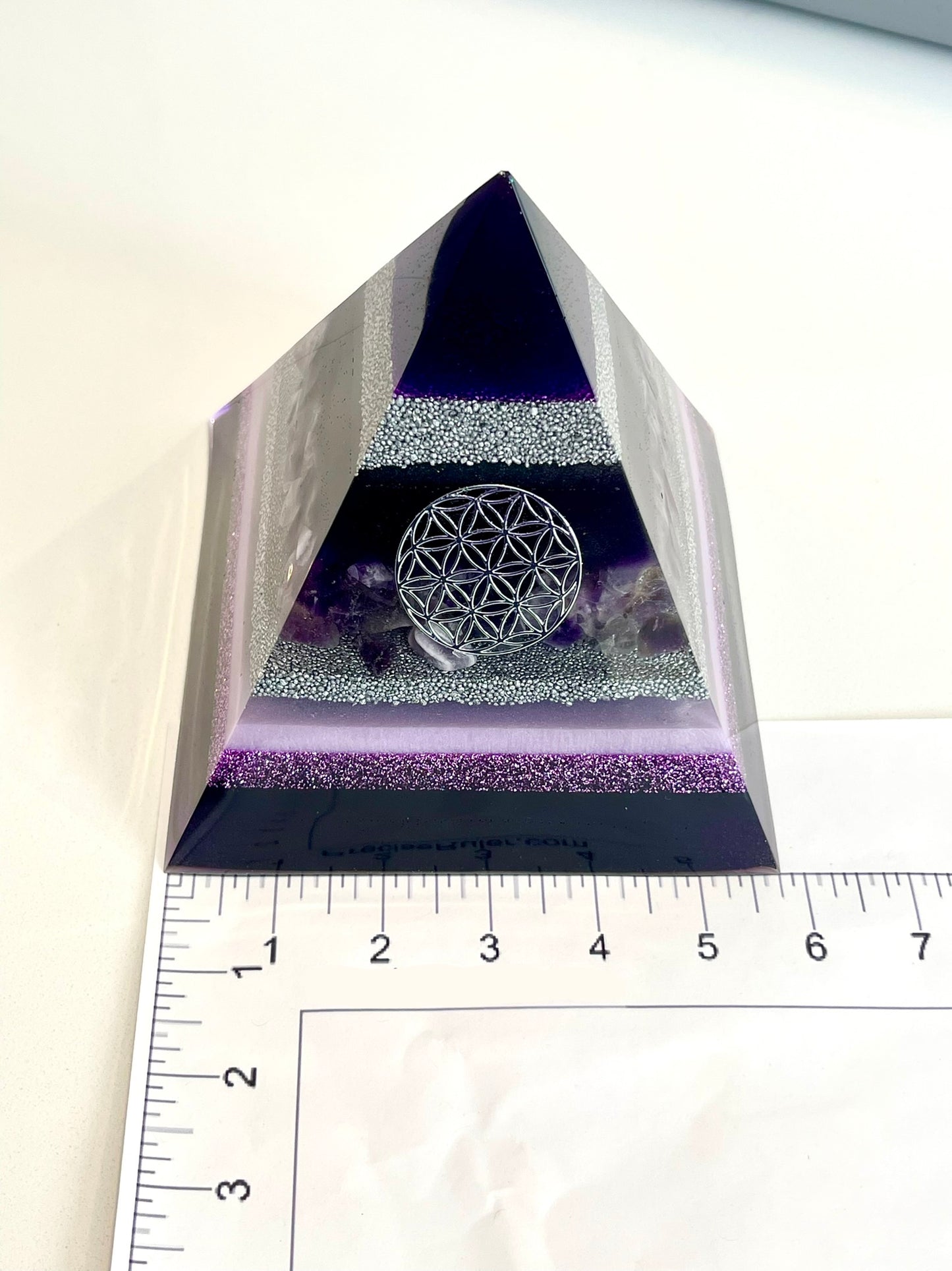 HAYLEY - Orgonite Pyramid - EMF Protector - Amethyst Crystal and Aluminum Metal