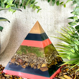 TERESA - Orgonite Pyramid - EMF Protector - Tiger's Eye Crystal and Brass Metal