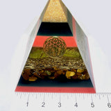 TERESA - Orgonite Pyramid - EMF Protector - Tiger's Eye Crystal and Brass Metal