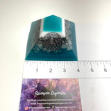 CYAN - Orgonite Pyramid - EMF Protector - White Quartz and Aluminum Metal
