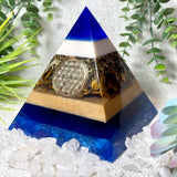 CARMEN - Orgonite Pyramid - EMF Protector - Tiger's Eye Crystal and Brass Metal