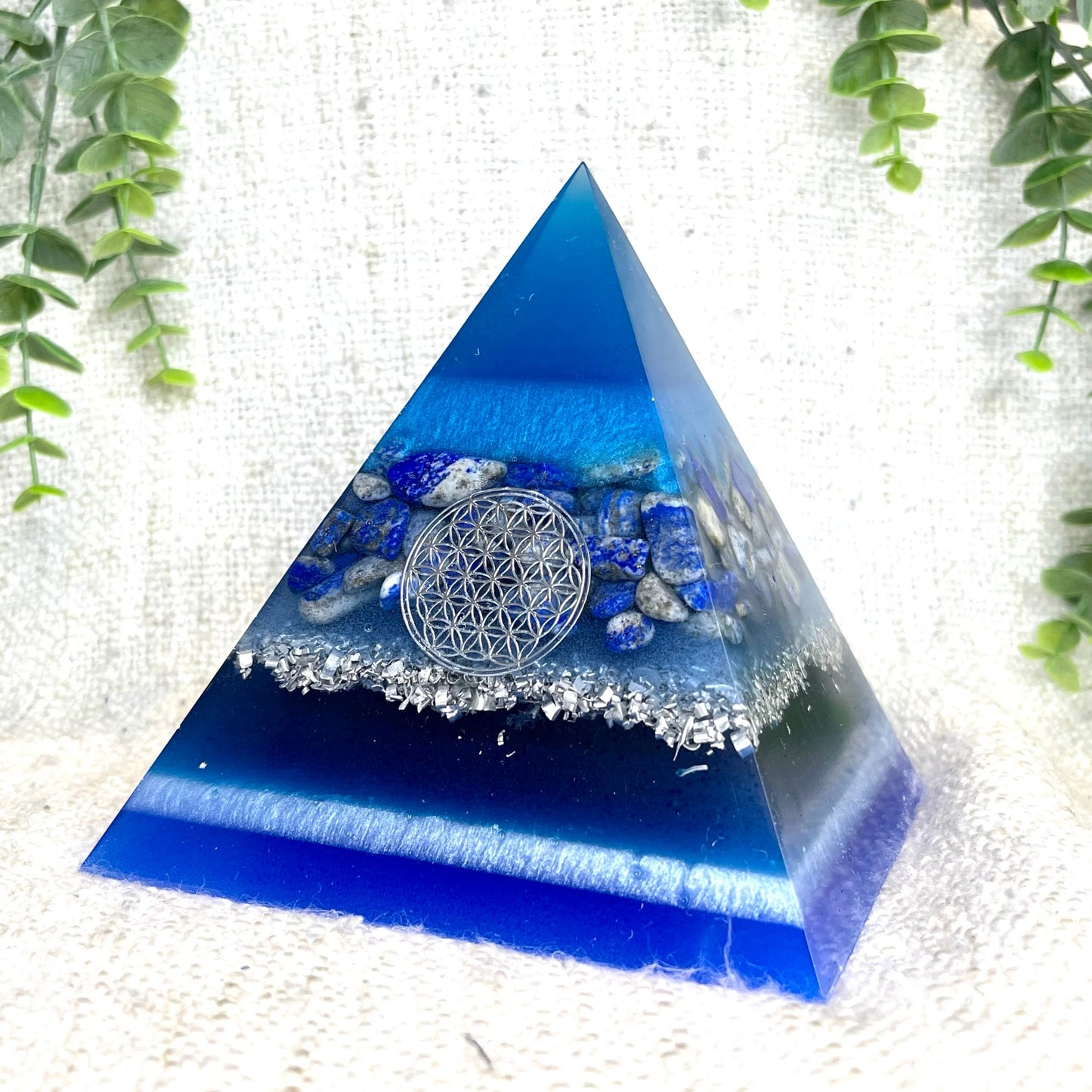 ELENA - Orgonite Pyramid - EMF Protector - Lapis Lazuli and Aluminum Metal
