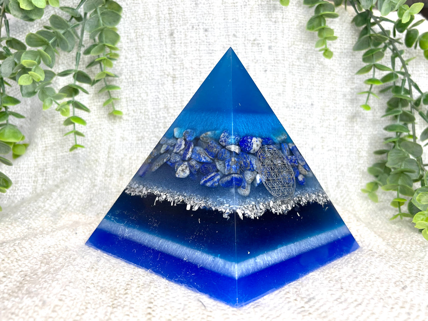 ELENA - Orgonite Pyramid - EMF Protector - Lapis Lazuli and Aluminum Metal