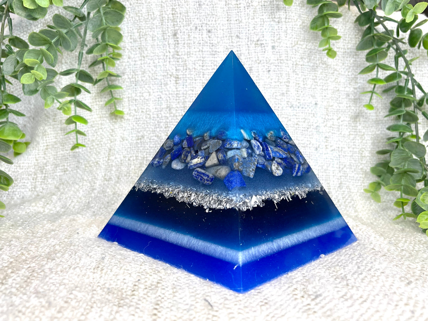 ELENA - Orgonite Pyramid - EMF Protector - Lapis Lazuli and Aluminum Metal