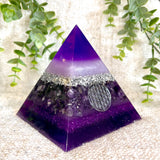 IRIS - Orgonite Pyramid - EMF Protector - Amethyst Crystal and Aluminum Metal