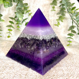 IRIS - Orgonite Pyramid - EMF Protector - Amethyst Crystal and Aluminum Metal