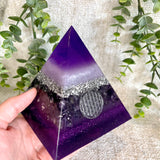 IRIS - Orgonite Pyramid - EMF Protector - Amethyst Crystal and Aluminum Metal