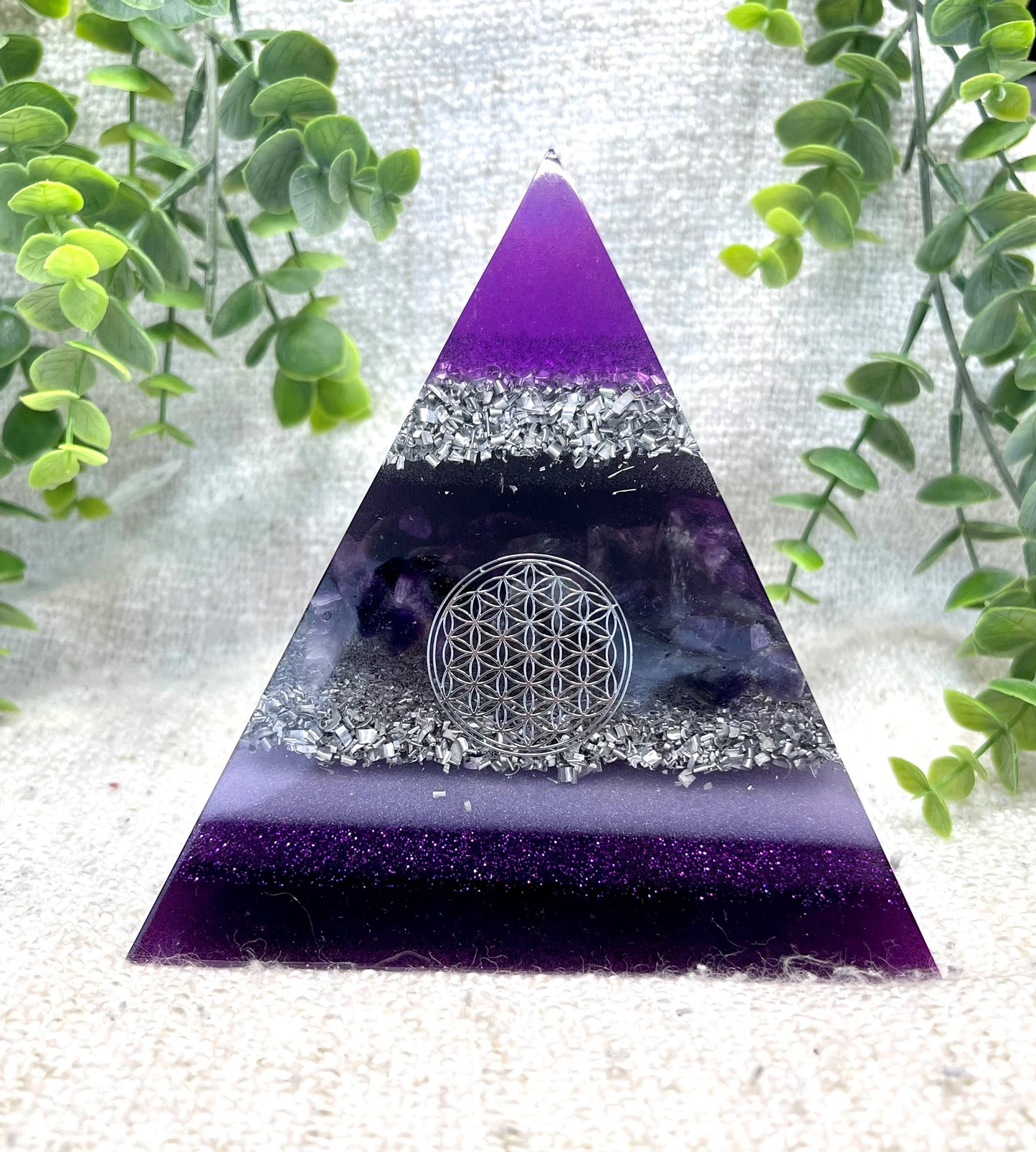 HAYLEY - Orgonite Pyramid - EMF Protector - Amethyst Crystal and Aluminum Metal