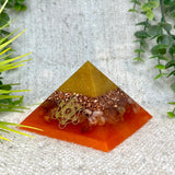 ENYA - Orgonite Pyramid - EMF Protector - Carnelian Crystal & Brass Metal